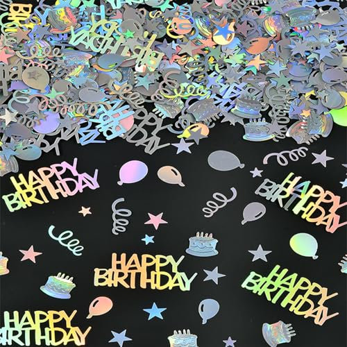 KOBOKO Glitzer Happy Birthday Konfetti Tischdeko Geburtstag, Streudeko Geburtstag Deko Frau Mann, Konfetti Geburtstage Tischdeko, Happy Birthday Deko Confetti, Geburtstagsdeko Tisch