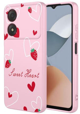 SEAHAI Cover per ZTE Blade A34, Custodia Ultra Sottile in Silicone Liquido Morbida con Modello Animale di Fiori Carini, Elegante Matte TPU Bumper Antiurto Case - Rosa S07