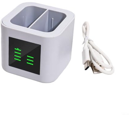 Entgoinggo LED Digital Display Dual Port Doorbell Battery Charger, With USB-C For Ring Doorbell V4, Smart Home Security