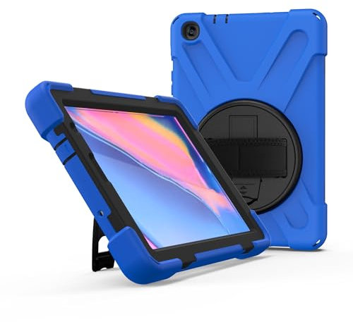 Funda de silicona compatible con Samsung Galaxy Tab A 8 2019 de 8.0 pulgadas SM-P200/P205, resistente, a prueba de golpes, con correa para el hombro, funda protectora de silicona para niños (azul)