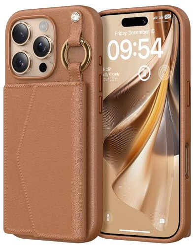 TAURI for iPhone 16 Pro Case, Removable Magnetic Wallet Case with Card Holder, [Compatible with MagSafe] Durable PU Leather Phone Case with Wireless Charging, Brown
