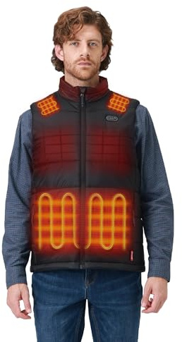 ORORO Men's Heated Gilet, 7-Zone Dual Control Vest, Shoulder Heating | Separate upper-body and pocket heat, extended battery life, water & wind resistant puffer for commuting, walking, and travel