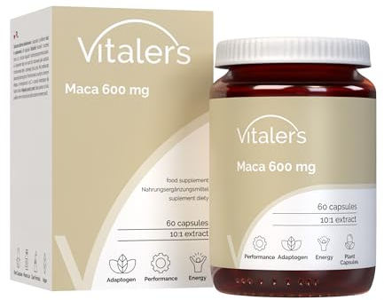 Vitaler's Maca 600 mg - 60 Kapseln, Vegan, 2 Monate Nahrungsergänzung, ohne Konservierungsstoffe, reine Zusammensetzung