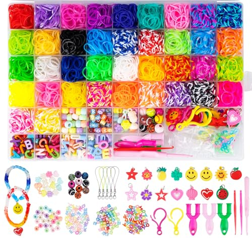 Sweelov 3000+ Loom Bands Kit, 38 Colors Loom Bands Refill -Includes Clips Charms Beads- Rubber Bands for Making Bracelets/Keychains/Hair Accessories-Gifts for Girls Boys at Birthday Party/Christmas