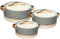 Rishabh Insulated Hot pot Casserole Hot & Cool Food Serving Dish with Lid, Double Wall. Stainless Steel Inside Set of 3 (Size 1500,2000, & 2500ml) (Forest Green-Gold)