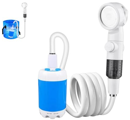 Pompe de douche portable rechargeable avec batterie de 4000 mAh et débit d'eau réglable – Idéal pour le camping, la randonnée, le bain des animaux de compagnie et le nettoyage de la voiture