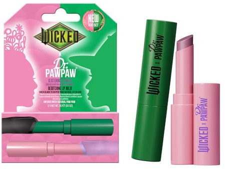 Dr.PAWPAW x WICKED Lip Balm Duo 2 x 3g, Sheer Black and Lilac Shimmer Pawpaw Balms, Hydrating and Nourishing Vegan Lip Care Set