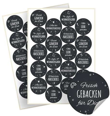 Plätzchen Aufkleber – 40 Weihnachtsaufkleber für Kekse oder Gebäck – selbstgemacht Christmas Sticker für Weihnachten 2025 – (Set 1)
