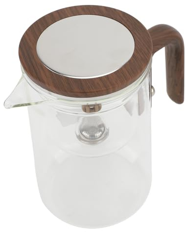 OVAQUIXI Glas-Teekanne mit Teesieb, 600 Ml, Edelstahl, One-Touch-Teekessel, Transparenter Teekessel für das Heimbüro, Ergonomisches Design