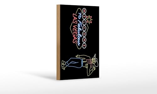 FEMER Holzschild Reklame 12x18 cm Welcome to Fabulous Las Vegas Cowboy Deko Schild