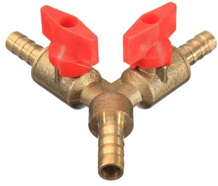 EKFBQBGW 1 PCS 5/16 Brass Y 3-Way Shut Off Ball Valve 8 Mm Fitting Hose Fuel Gas Clamp Tee(Laiton 10mm)