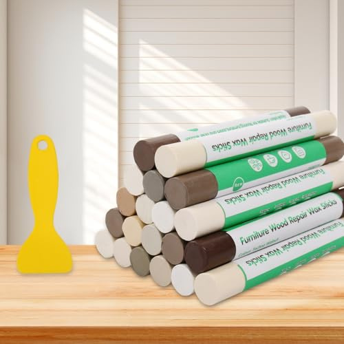 Holzmöbel-Reparaturset, 20 Farben Hartwachs Reparaturset, Laminat Reparaturset zum Reparieren von Kratzern, Schrammen, Rissen auf Möbeln, Fußböden, Schränken, Tischen und Türen – Holzfurnier Serie