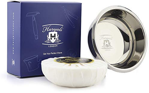 Haryali London Shaving Bowl - Shaving Soap - Stainless Steel Shaving Brush Bowl - Sustainable Shaving Soap Bowl - Rich Lather Shaving Soap - for All Skin Types - Shaving Soap Dish