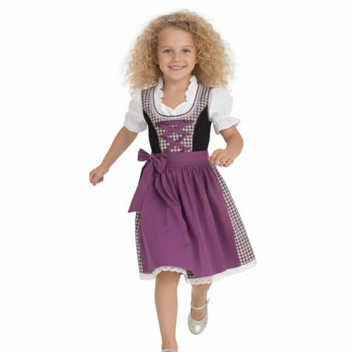 Kiddy Tracht 3pcs. Girls Dirndl German Dress for Girls KD-115/128 Purple