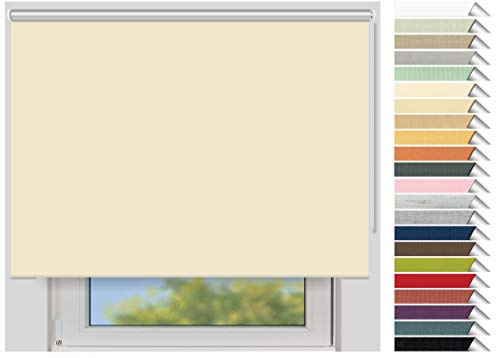 EFIXS Thermorollo Maxi - 32 mm Welle - Breiten: 40-240 cm - Höhen bis 240 cm - Hier: 180 cm x 240 cm (Stoffbreite x Höhe) - sandweiss (056) - Hitzeschutzrollo - Verdunklungsrollo