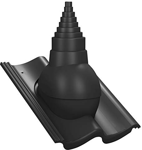 Dachdurchführung für Gerätemasten Ø19–90 mm – Braas - Doppel-S, Nelskamp - S, IBF - Doppel-Sfür TV-Antenne, Satellit, Blitzschutz, Kommunikation, Dachdurchgang mit EPDM-Dichtung (RAL 9005 - Schwarz)