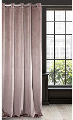 Eurofirany RIA Blickdicht Samtvorhang mit Ösen-1 STK. Einfarbig Thermogardine, Verdunklungsvorhänge, Wohnzimmer, Schlafzimmer, Lounge, 290 g/m2, Velvet, Puder, 140x250cm