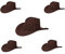 Alsino Cowboyhut Cowboy Hut 5er Set Damen Braun Frauen Karneval Westernhut Unisex Kostümzubehör Fasching Kunstleder Kopfbedeckung