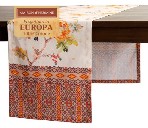 Maison d'Hermine Tischläufer 100 % Baumwolle 150 cm lang für Weihnachtsdekorationen Zuhause Küche Esszimmer Party Hochzeit Brautparty (Kelim - Prairie, 50 cm x 150 cm)