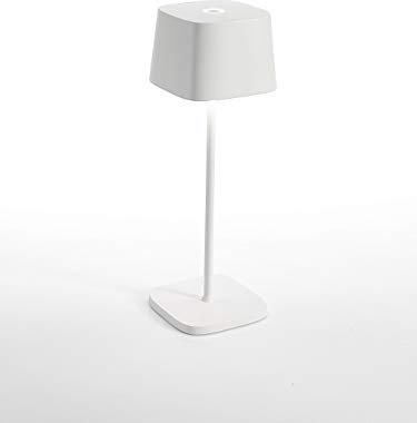 Zafferano Ofelia - Lampe de table à LED à intensité variable, Protection IP65, Utilisation intérieure/extérieure, Chargeur Micro USB, H30cm, prise UE, 2,2W - Blanc