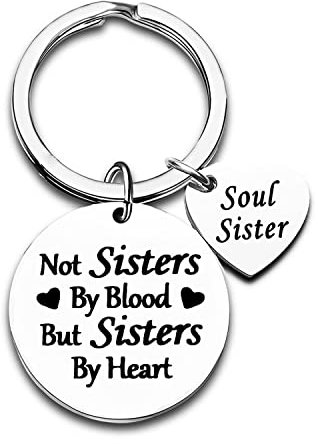 Schlüsselanhänger mit Aufschrift Soul Sister Gifts Not Sisters By Blood But Sisters By Heart, beste Freunde, Freundschaftsschmuck, große Schwester, kleine Schwester, Geschenke von Schwester, Sisters