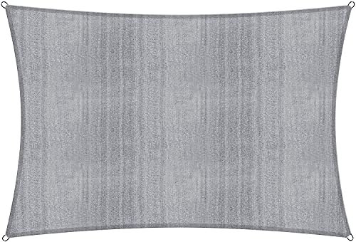 Lumaland Sunsail Rectangular 4x5 Metros | Protección Solar Resistente a la Intemperie con Cuerdas de fijación | Terraza, jardín y balcón, Tela de Vela HDPE, protección UV [Gris Claro]