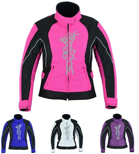 warrior gears Veste de moto à broderie graphique pour femme, veste imperméable pour femme, vestes de motard pour l'extérieur, haut de moto blindé CE pour fille, équipement de protection conçu