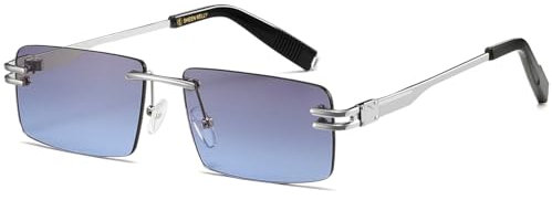 Retro randlose Sonnenbrille für Männer Frauen Rechteck Ultra-Small Frame Sonnenbrille Durchsichtige Brille