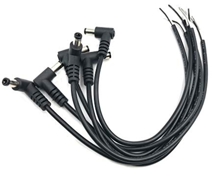 6Pcs 5.5mm x 2.5mm 90 Degree Right Angle DC Power Male Plug Jack to Bare Wire Open End Cable for CCTV DC Power Supply Cable Repair