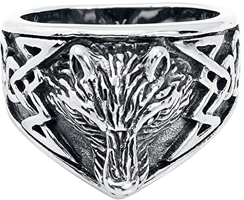 etNox Wolfskopf Männer Ring silberfarben L Edelstahl Geschenke, Rockwear