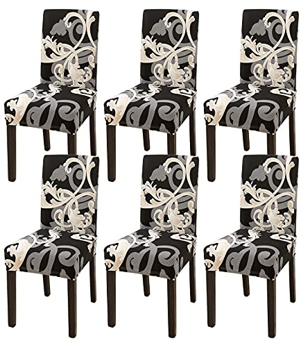 Aisprts Stuhlhussen 6er Set Stretch Stuhlhussen für Esszimmerstühle, Abnehmbarer Waschbarer Stühle Schutz Dekoration Stuhlbezug für Haus, Küche, Hotel, Restaurant, Bankett, Hochzeit, Party