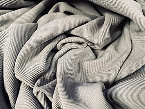 Ottoman Feinripp-Stretch-Spandex-Jersey-Stoff, Meterware, Silbergrau