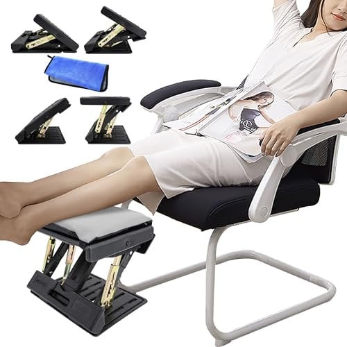 Verstellbare Büro-Fußstütze mit 4 Höhenstufen, Fußstütze unter dem Schreibtisch mit Massagefläche, maximale Traglast 54,4 kg (grau)..