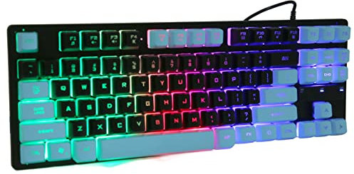ciciglow Gaming Keyboard, KB-10 Wired Gaming Keyboard 87 Keys Ergonomic Three Color Backlit USB Wired Keyboard Desktop Notebook Computers Accessories(dark blue)