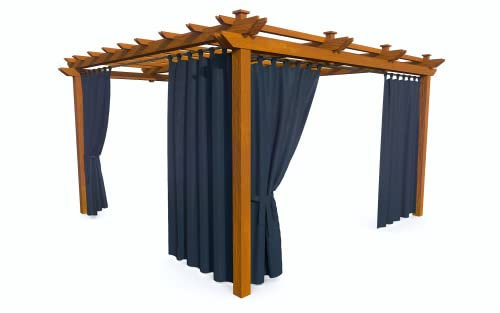 HOME DEKO Terrassenvorhang, Wasserdichter Gartenvorhang für Terrasse, Balkon, Pergola & Pavillon, Schlaufen mit Klettverschluss, Schutz vor Sonne, Regen & Wind, Marineblau, 220 x 155 cm, 2 Stück