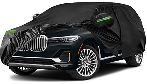 wasserdichte Autoabdeckung, Ersatz für BMW X7 2019–2023 2024, 210T, 6 Schichten, Allwetter-Autoabdeckungen mit Reißverschlusstür für Schnee, Regen, Staub, Hagelschutz (xDrive40i, xDrive50i, M50i,
