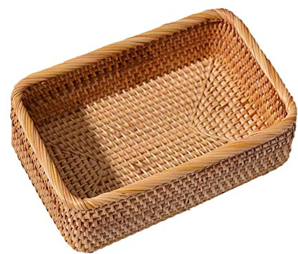 LICHENGTAI Aufbewahrungskörbe, Natürliche Rattan Aufbewahrungskörbe Badezimmer Bad Körbchen Deko Aufbewahrungskörbe aus Gewebtem Recyclebarem Papierseil für Küchen, Badezimmer, Wohnzimmer