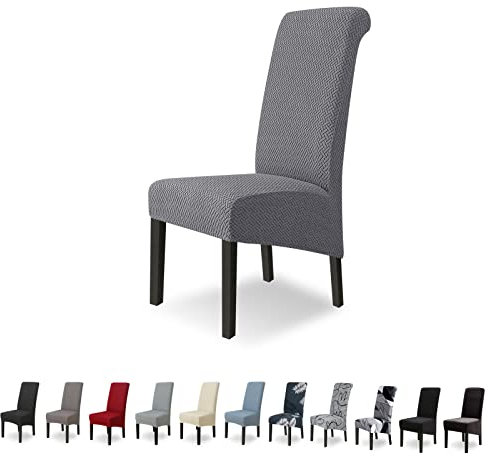 Lydevo Stuhlhussen XL 4er Set Stretch Stuhlhussen Schwingstühle XL für Esszimmerstühle Spandex Universal-Stuhlbezug Large Dining Chair Schonbezüge für Stuhl Esszimmer Hotel Bankett,Diagonal#Grau