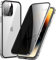 QiiStar Privacy Case for IPhone 14 Pro,Front and Back 360° Full Body Cover Metal Bumper Anti-peep Screen Protector + Crystal Clear Tempered Glass with Built-in Camera Lens Protector - Silver