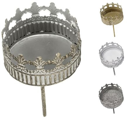 NETPROSHOP Teelichthalter Kerzenhalter Krone Krönchen zum Stecken Durchmesser 7 cm, Farbe:Silber Antik, Auswahl:7 cm