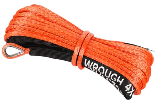 WROUGH Corde de treuil synthétique de 0,6 cm x 15,2 m avec Manchon de Protection et cosse, résistance à la Rupture de 4,5 kg – Corde de treuil Robuste pour VTT, UTV, remorque de Bateau, Jeep, Quad,