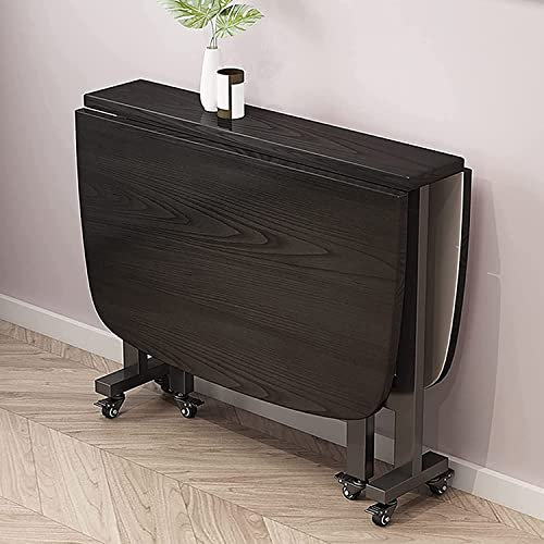 URBERY Klapp-Esstisch, Drop Leaf Klapptisch, ausziehbarer Holztisch mit 6 Rädern, platzsparend, Design mit abgerundeten Kanten, beweglicher Küchentisch für Wohnzimmer, Esszimmer, 100 cm