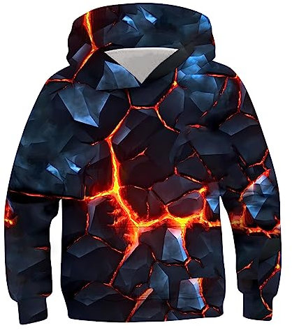 ALISISTER Kapuzenpullover Jungen Mädchen Kinder Hoodie 3D Blitz Gedruckt Sweatshirt Langarm Casual Shirts Clothes L