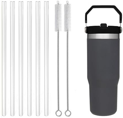 Ersatz-Strohhalm für Stanley Iceflow (nur 850 ml), wiederverwendbare, transparente Trinkhalme, kompatibel mit Stanley IceFlow Flip 850 ml, plus Strohhalm-Reinigungsbürste für Stanley Iceflow