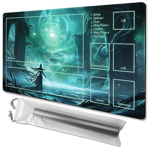 MTG Gaming Mat, Size 24 x 14, Storage Bag with Non-Slip Back, Perfect for Card Game Enthusiasts, TCG Game Mat (The Final Spell-Deck)