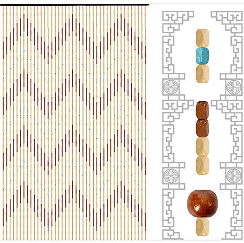 gegeweeret Handgefertigter Wellen-Türvorhang aus Massivholz - Braun & Weiß (90x220cm) - 31 Holzlinien & Naturdesign - für Schlafzimmer-/Badezimmertüren