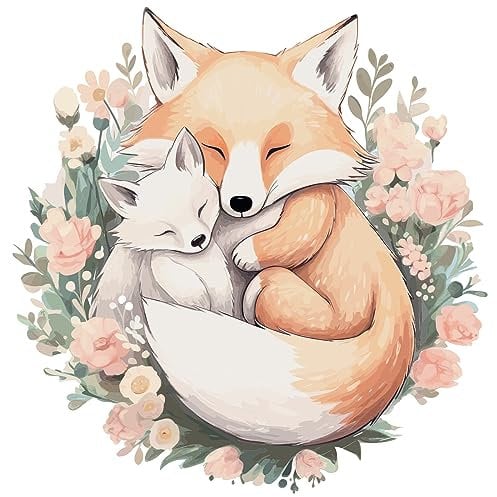 Hoppla - Wandtattoo XL für Kinderzimmer - Wandaufkleber - Die Mama Füchsin - 58x58 cm - Tiere - Babyzimmer Dekoration - Wiederverwendbarer Wandsticker, klebender Fuchs, Wanddeko Babyzimmer