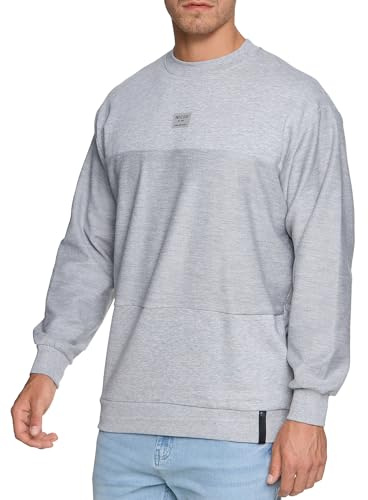 Indicode Herren INBridge Sweatshirt aus Baumwoll-Mix mit RIPP-Bündchen | Bequemer Freizeitpullover aus weichem Baumwollgemisch, Sweater, Freizeitpullover, Alltagspulli, Rundhalspullover für Männer