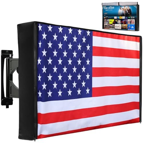 Weatherproof Outdoor TV Cover - 48 to 50 Inch, Heavy Duty 600D Oxford, Zipper Waterproof Shield with Front Flap for Flat Screen TVs