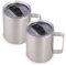 Volhoply 14oz Insulated Stainless Steel Coffee Mug with Lid Bulk 2 Pack,Double Wall Vacuum Travel Coffee Cup with Handle,Reusable Metal Tumbler,Camping Mugs Keep Hot,Christmas Gifts(Silver,2)